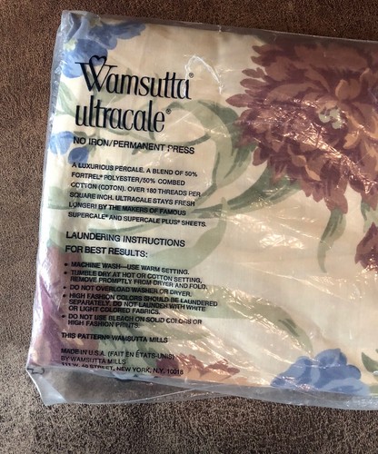 Vintage Wamsutta Calvin Klein Twin Fitted Sheet Brown Multi Floral Design NEW - Picture 9 of 19
