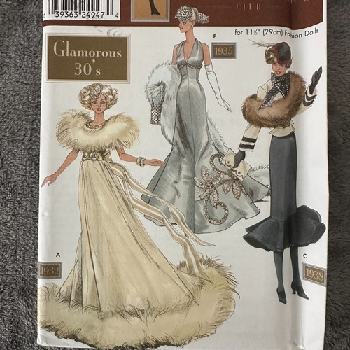 Simplicity Pattern 9704 11.5" Fashion Doll Collector Club The Glamorous 30s - Picture 3 of 7