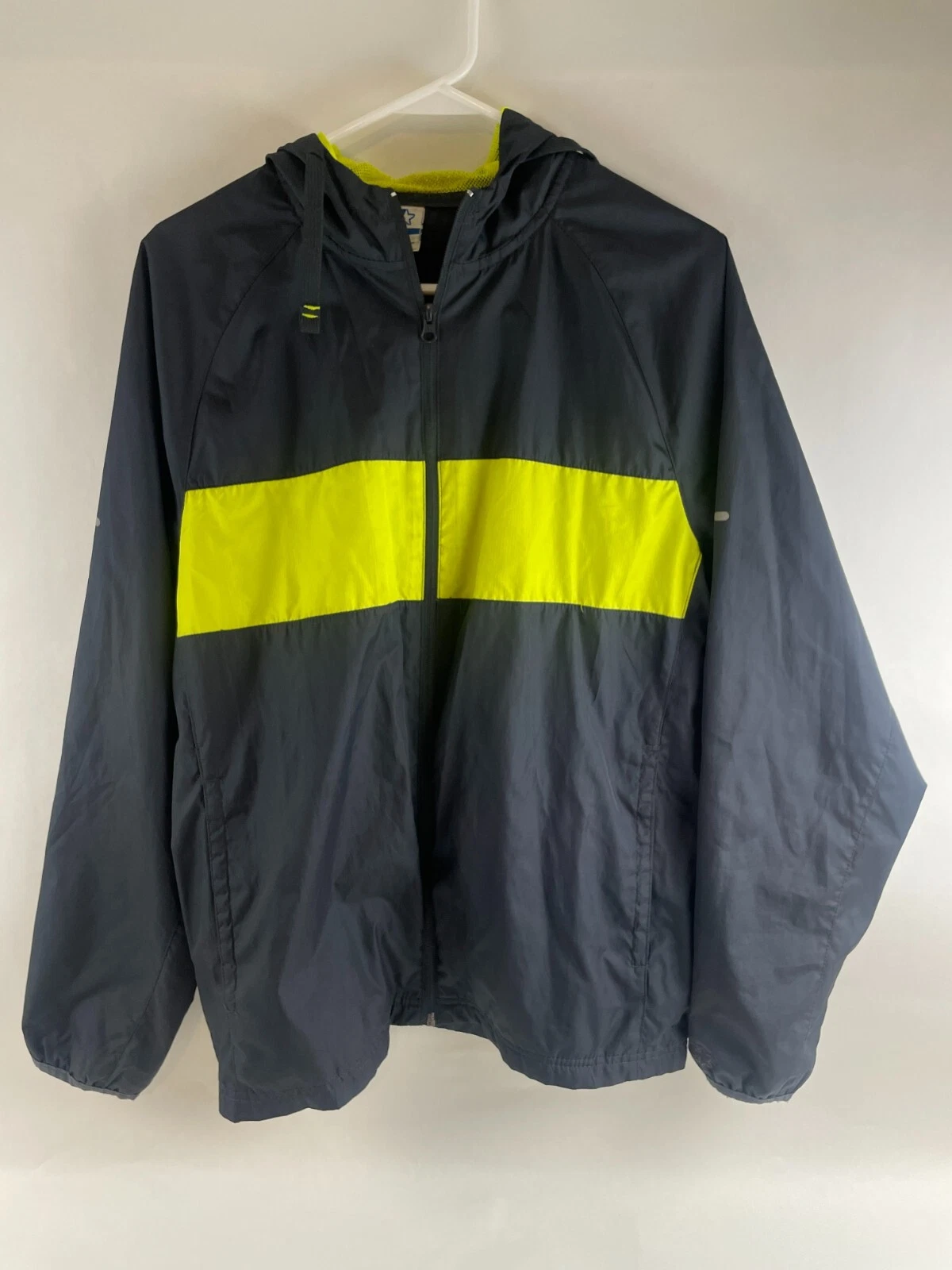 Star Jacket, Men's Size Medium, Gray Yellow, Full Zip, Windbreaker
