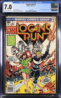 Logan s Run CGC #1 CGC 7.0 1977, Vintage Book. Marvel, Evel Knievel Backcover
