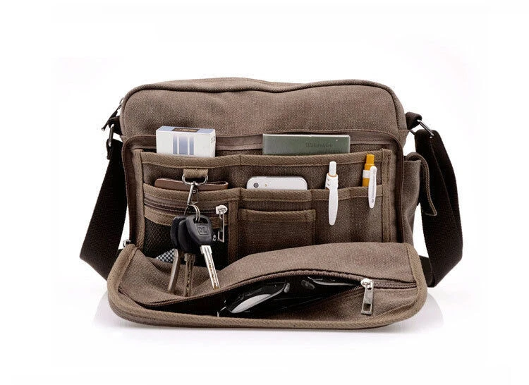 Hot Vintage Military Men Canvas Crossbody Bag Casual Satchel Shoulder Bags - Image 4 of 4