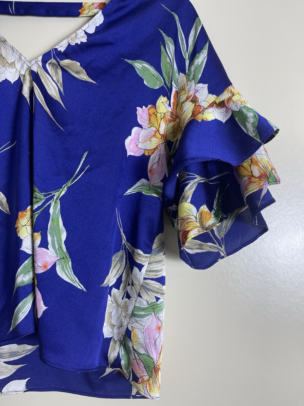 Zara Basic Collection Blue Short SleeveFloral Blo… - image 3