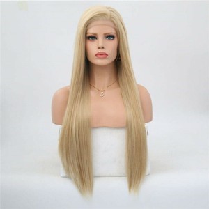 Blonde Color Heat Resistant Synthetic Hair Lace Front Wigs Long