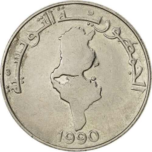 [#521420] Monnaie, Tunisie, Dinar, 1990, TTB, Copper-nickel, KM:319 - Picture 1 of 2
