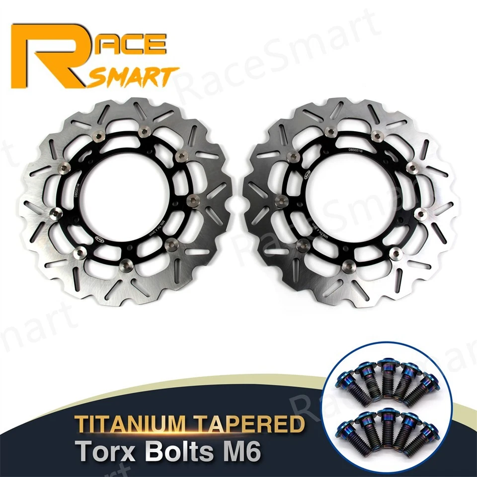 Front Rear Brake Disc Rotors + Mounting Bolts Screws For Yamaha YZF R6 2005-2016 - Image 3 of 4