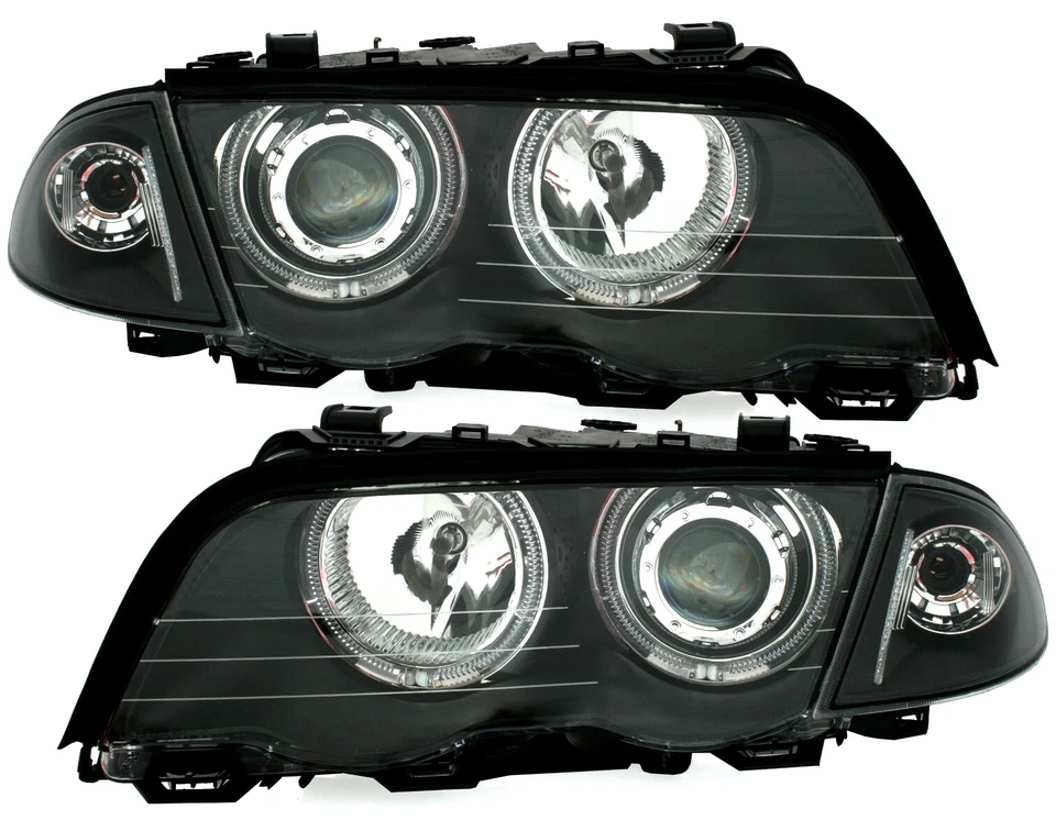 EAGLE EYES Angel Eyes Scheinwerfer Set in Schwarz für 3er BMW E46 Limo Tour LED - Bild 4 von 4