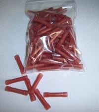 (100) Wire Butt Connectors Red NYLON 22-18 Ga AWG Gauge Car Stereo Install Alarm
