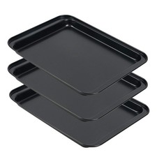 Small Baking Sheets for Oven, Shinsin 9.5 x 7.1 x 0.8 inches, Black_Set of 3