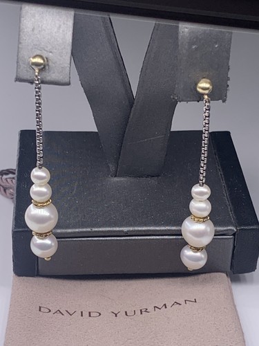 David Yurman Pearl Dangle/Drop Earrings in Sterling Silver & 18K Yellow Gold - Picture 5 of 10