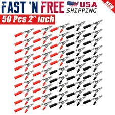 50 Pcs Electrical Test Clamps Metal Alligator Clips with Red & Black Handle Bulk