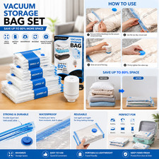 6 Pack Vacuum Storage Bags With Electric Pump 4 Sizes Space Saver For Clothes