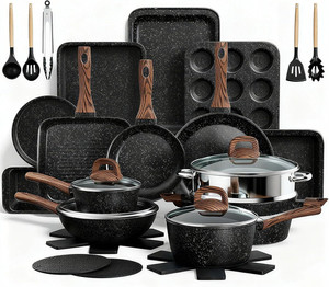 Pots Pans Set Non Stick Kitchen Induction Cookware Frying Pan Saucepan 31 PCS