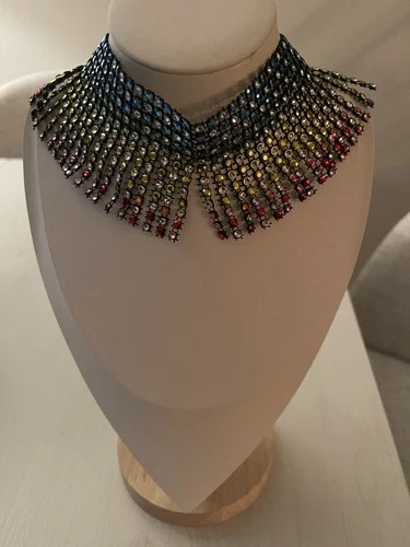 NWOT - Y2K Multicolor Rhinestone/Crystal Fringe Statement Choker ✨ - product listing photo