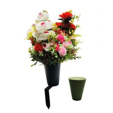 New Cemetery Vase with a Stake, Flower Floral Foam, Black
