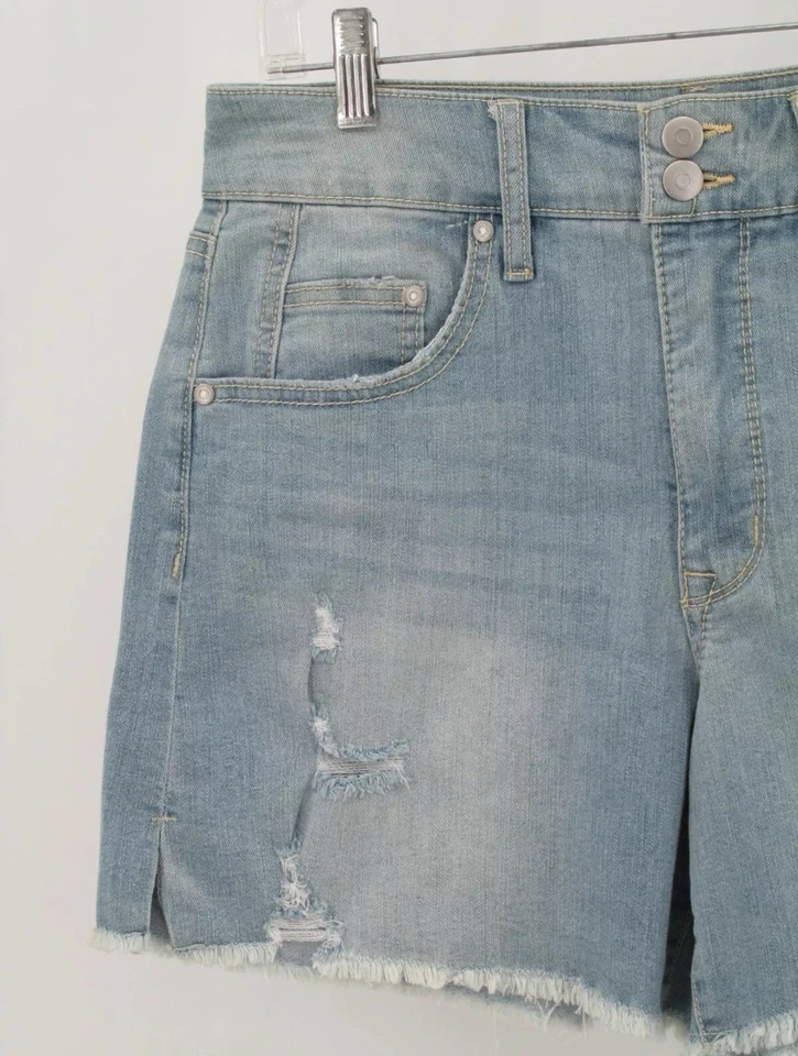 NWT ENERGIE Bermuda Denim Shorts High Rise Stretch Distressed Raw Hem Size 5 - Изображение 3 из 4