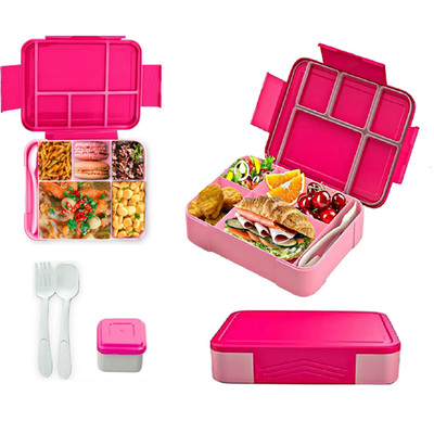 Inu, Bento Lunch Box for Kids Meals, 6 Food Section with Cutlery, Cup, BPA Free