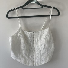 Wild Fable Women's M Medium Tank Top White Lace Corset Cropped New