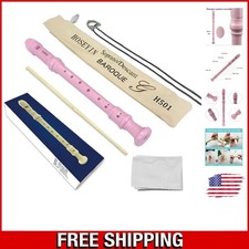 Polished Pink 8-Hole Soprano Recorder - Safe for Beginners with Accessories