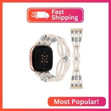 TOYOUTHS Beaded Bracelet Band Compatible with Fitbit Versa 4/Versa 3/Sense 2/Sen