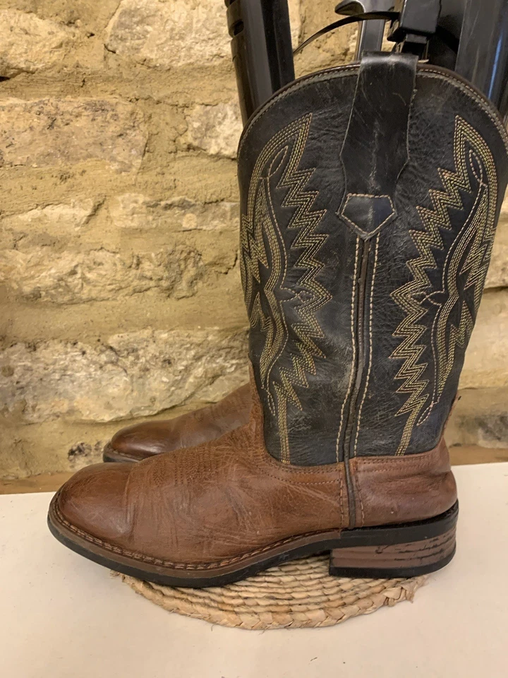 J B Dillion Brown Black Leather Cowboy Boots Size UK 5 US 6 Western Mid Calf - Image 4 of 4