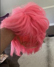 Neonowa różowa peruka cosplay krótka bob halloween kostium peruka syntetyczna