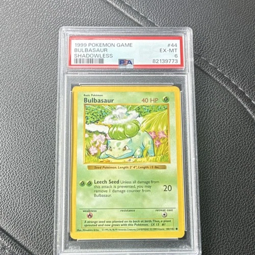 Pokémon TCG Bulbasaur 44/102 Base Set Shadowless Unlimited Regular PSA 6