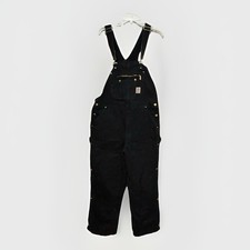 Carhartt Quilted Lined Bib Overalls Men  s 40x30 Black Made in Mexico