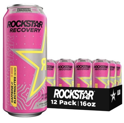 Rockstar Recovery  Energy Drink Raspberry Lemonade 16 Fl oz Cans (12 Pack)