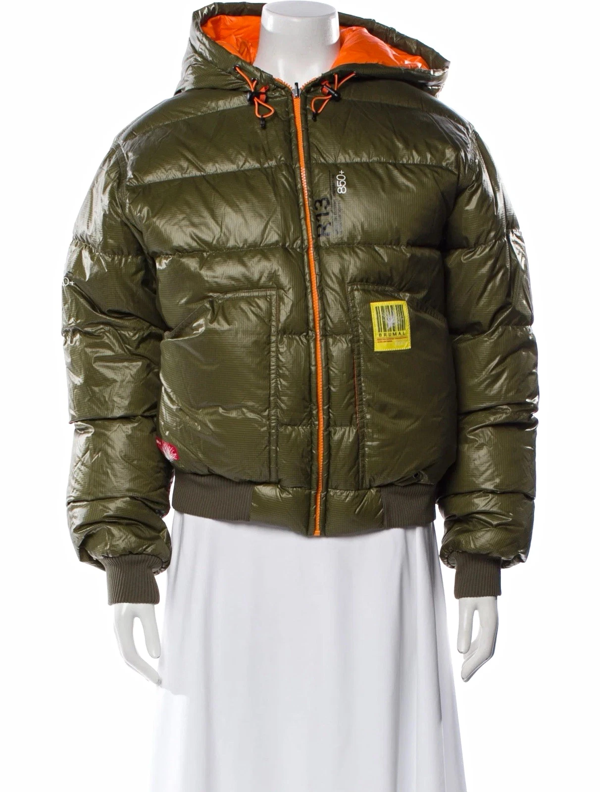 R13 Reversible Hooded 850+ Down Puffer Jacket Green/Orange women’s L image 1