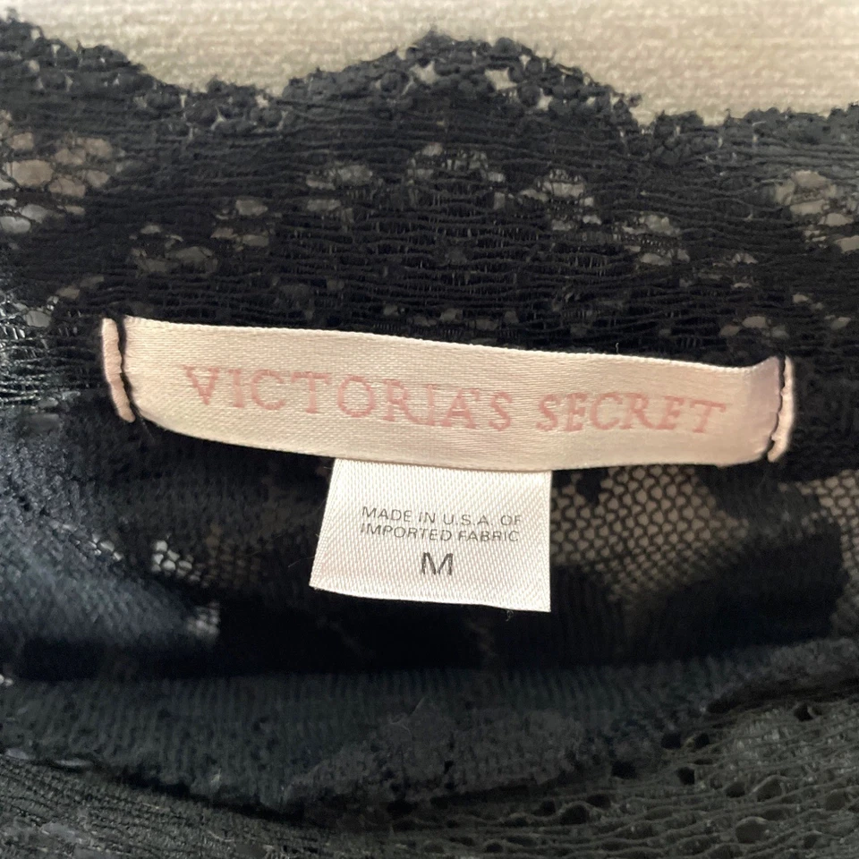 Y2K Victoria's Secret Black Lace Off The Shoulder Long Sleeve Top Size Medium - Image 2 of 4
