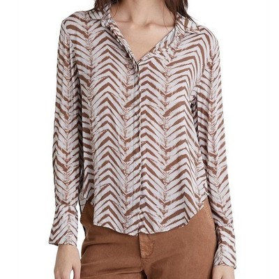 Bella Dahl Button Down Shirt Blouse Women S Chevron Rayon Earthy Boho Office