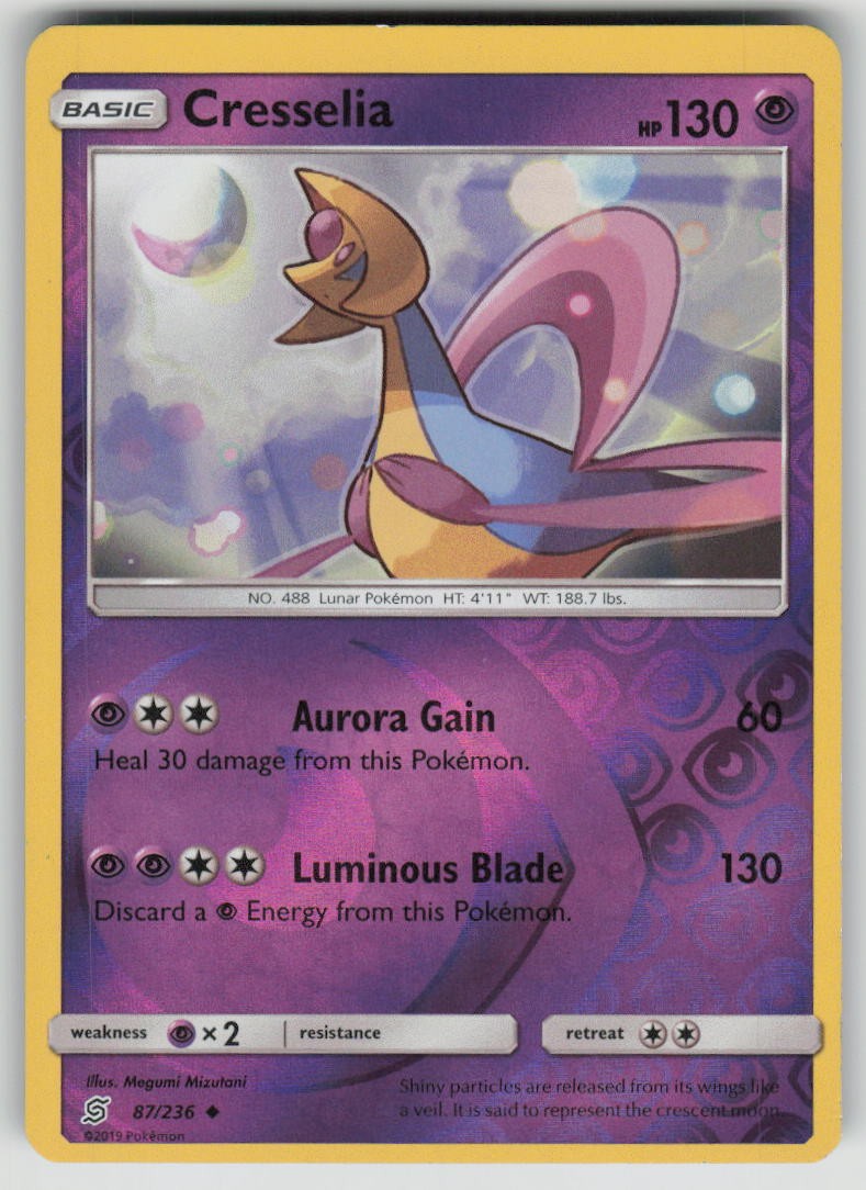 Cresselia 87/236 Uncommon Unified Minds Pokemon Reverse Holo Lightly Played