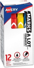 Marks-A-Lot Large Desk Style Permanent Marker, Chisel Tip, Assorted, 12/Set