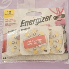 24-count lot Energizer EX 08/27 Hearing Aid Batteries Size 10 Yellow Tab #901