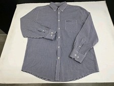 Ben Sherman Mens Heritage Long Sleeve Button-Up Shirt Blue/Wht Check XL 7821