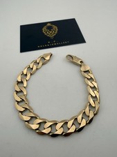 9ct Solid Gold Curb Bracelet, 35.5g, 8.75”, 11.5mm, Hallmarked