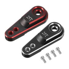 Aluminum Alloy 25T Steering Servo Arm Horn Silver/Red for RC Car Pack of 2