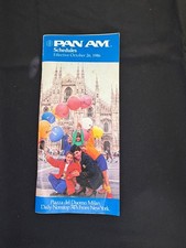 Pan Am Flight Schedules 1986 Milan NYC 747 Timetable Duomo Vintage Airline