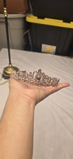 Vofler brand rose gold tiara featuring crystal rhinestones