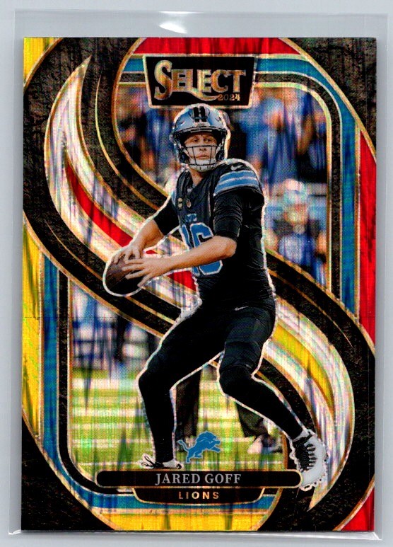 Jared Goff 2024 Panini Select #123 Black & Red Prizm Shock Detroit Lions