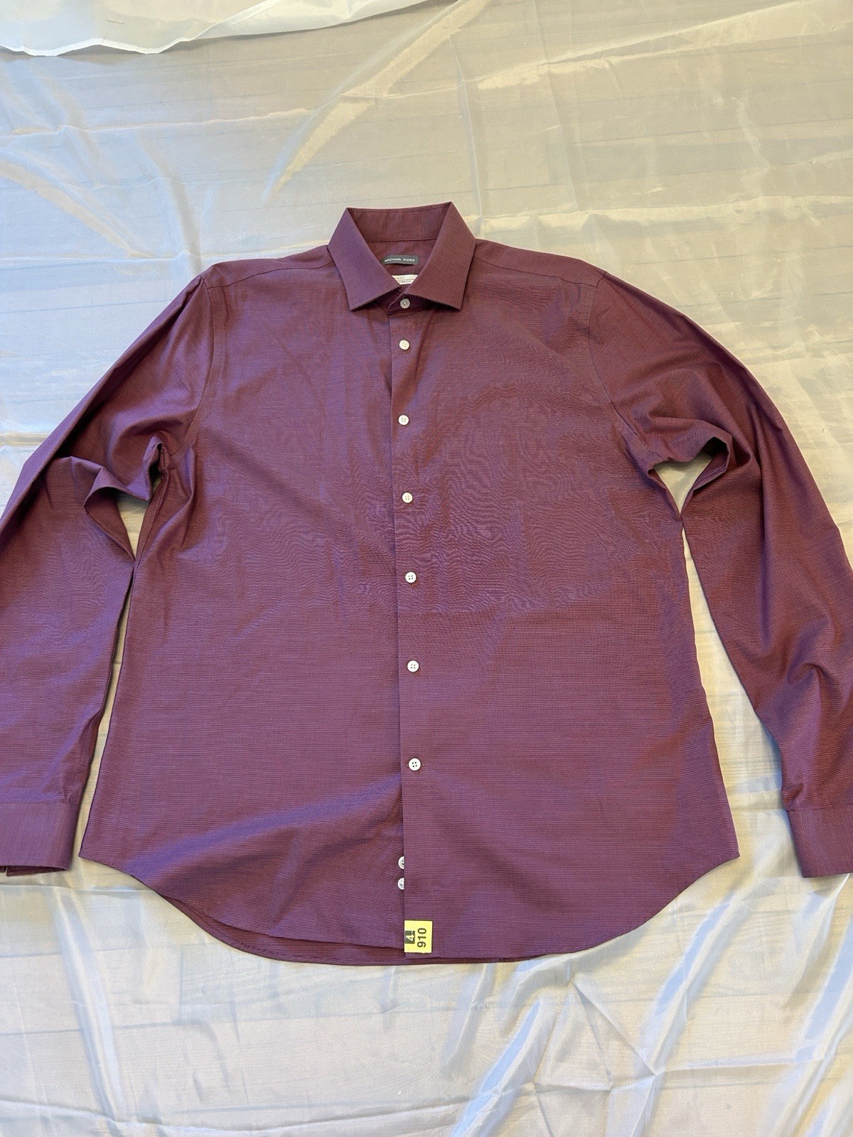 Michael Kors Slim Fit Dress Shirt Purple Micro Dot 16.5 36/37 Non-Iron
