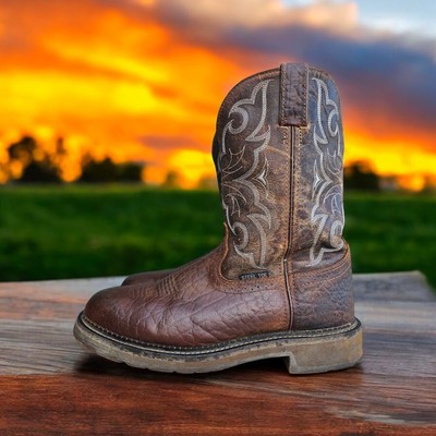 Justin Boots Work Boot WK4311 Amarillo Steel Toe Chocolate Brown