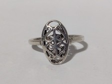 VINTAGE STERLING SILVER CUT OUT FILIGREE DESIGN SIZE 7 RING 1.6MM RING 925