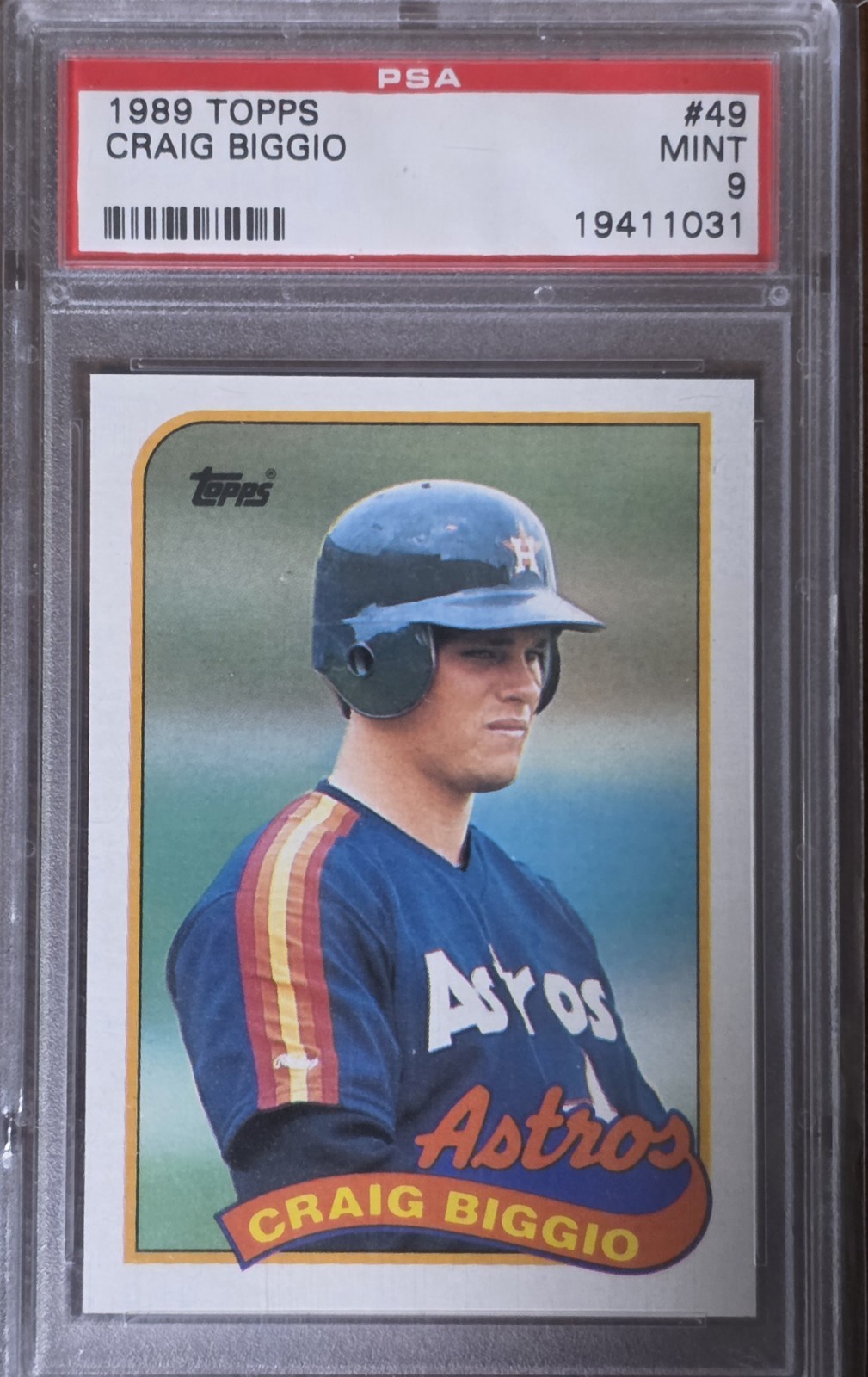 Craig Biggio 1989 Topps RC #49 PSA 9 MINT Houston Astros