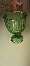 Green Imperial Glass Goblet Pedestal Candy Dish 8" Christmas Vintage 