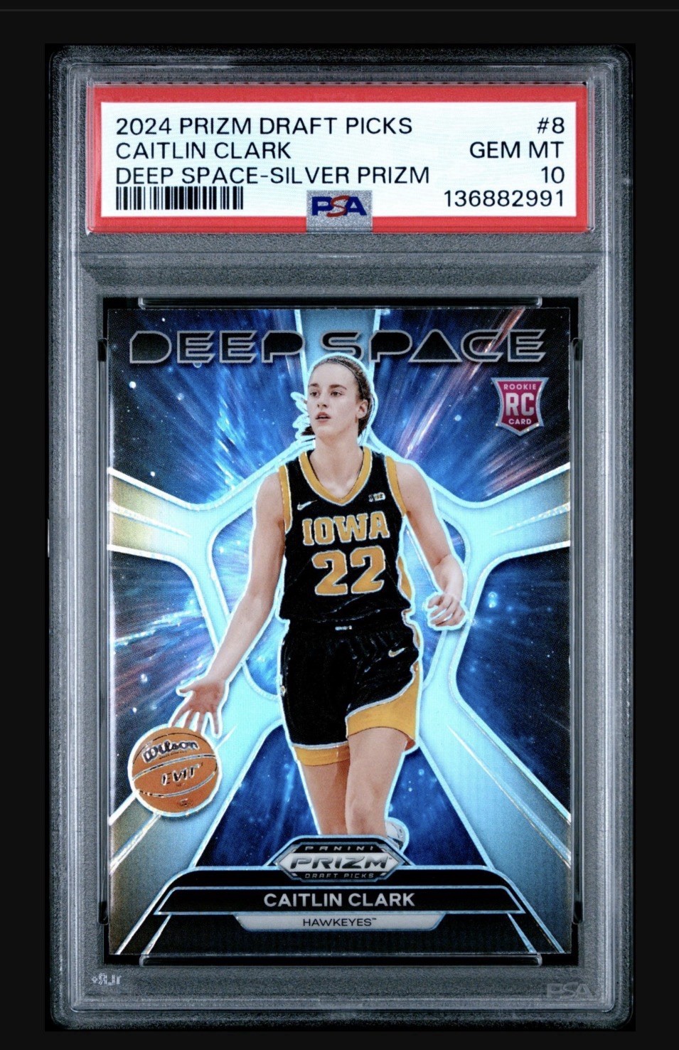 2024 Panini Prizm Draft Picks Caitlin Clark Deep Space Silver Prizm RC #8 PSA 10