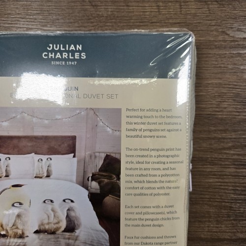 Julian Charles Penguin Silver Single Duvet Set Easy Care - Picture 6 of 11
