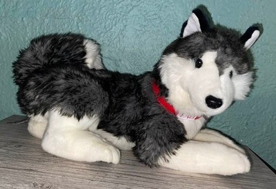 2012 Geoffrey Toys R Us FAO 18'' Siberian Husky Dog Plush Stuffed Toy Red Collar