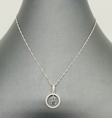 Sterling Silver 925 Italy Initial “M” Pendant Necklace 17” - Picture 2 of 7