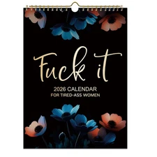 2026 Monthly Wall Calendar Planner 8.5x11 Funny Swear Word Tired Womens Gag Gift